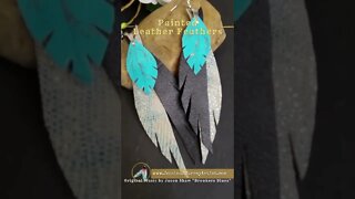 Flying Stone, 4 inch drop leather feather earrings