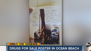 Drugs for sale poster in Ocean Beach