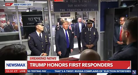 45 President Trump visits NYPD to support first responders on 911