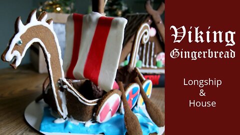 Viking Gingerbread Longship & House