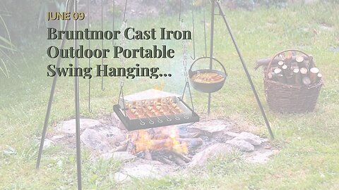 Bruntmor Cast Iron Outdoor Portable Swing Hanging Campfire Cooking Stand For BBQ Picnic, Outdoo...