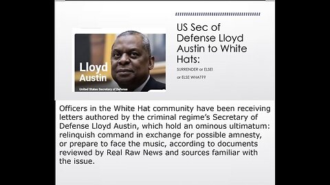 Lloyd Austin, BLACKHAT & TRAITOR giving ADVICE TO THE WHITE HATS..