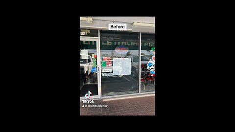 Storefront window glass replacement, in Pompano Beach, Florida.