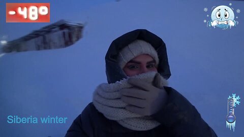 Cold stories | Norilsk | Siberia winter frost -48°C | Woman | lips and hands go benumbed with frost