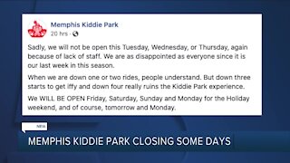 Memphis Kiddie Park closed 3 days this week before final weekend of season
