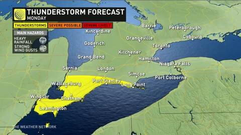 Muggy air mass fueling thunderstorm potential this week across southern Ontario