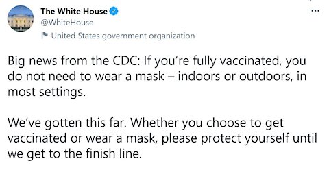 TRUST THE SCIENCE! CDC Says Vaccinated Don't Need Masks... Canadian Scientists Say They Do...