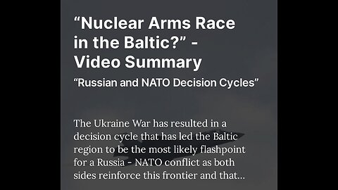 “Nuclear Arms Race in the Baltic?” - Video Summary