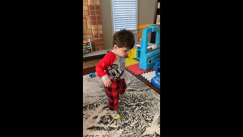 Child is dancing hysterically, amazing footwork!