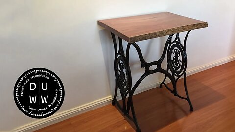Antique Singer sewing machine stand live edge table