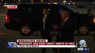 President Trump, Melania, son Barron arrive at PBIA for Thanksgiving