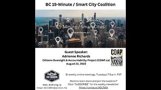 BC 15-Min Smart City Coalition - Guest Speaker, Adrienne Richards, Aug 22, 2023