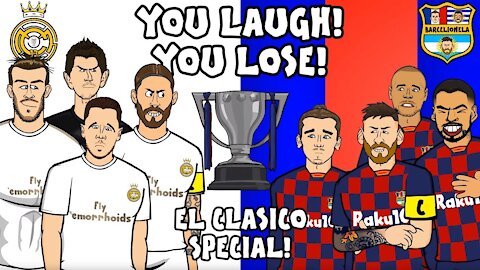 Comic cartoon of Barcelona losing to Real Madrid
