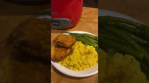 Aparagus and Steam rice complete dinner ready to Eat thanks For Watching Share and Describe