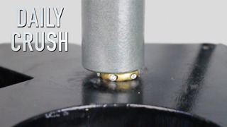 Crushing a diamond ring with hydraulic press
