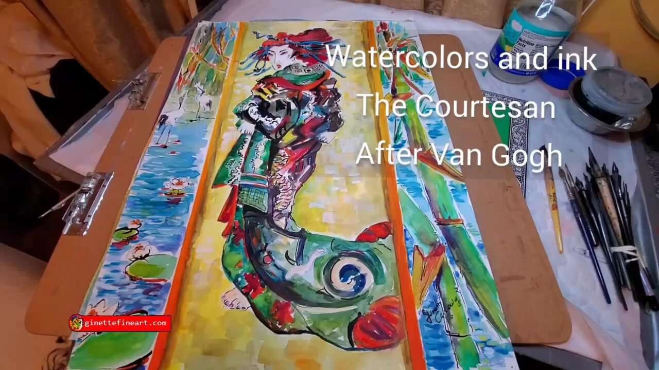 Watercolors after Vincent Van Gogh Starry Night - Ginette Paints Watercolors  / Impressionist Oil Paintings