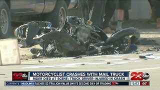 Motorcyclist killed after colliding with mail struck