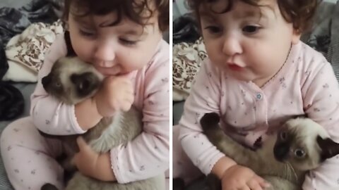 Adorable Toddler Cuddles With Impressively Tolerant Cat