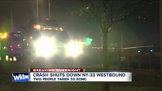 Two people hurt after wrong way crash on Route 33 westbound