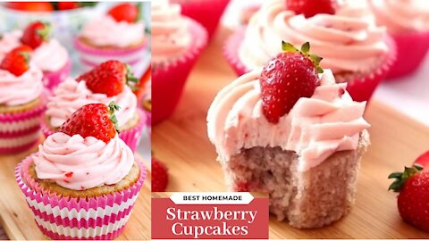 Strawberry Cupcakes with Strawberry Buttercream Frosting