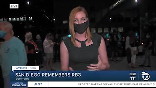 Live look at memorial for Notorious RBG in Downtown San Diego