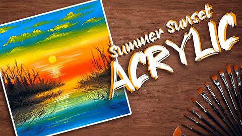 Summer Sunset Acrylic Painting Tutorial for beginners