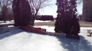 Ice rink on a warm sunny day