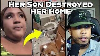 Lady Son Destroys her house because she allegedly took his phone