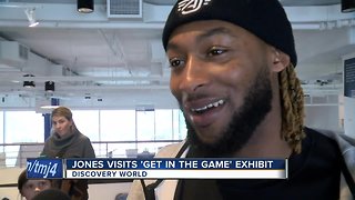 AARON JONES VISITS 'GET IN THE GAME' EXHIBIT