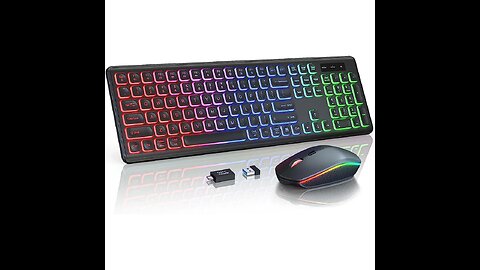 Wireless Keyboard and Mouse Combo RGB Backlit, Rechargeable Light Up Letters