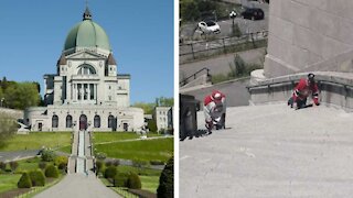 Habs Fans Were Spotted Crawling Up The Montreal Oratory Steps On Their Knees
