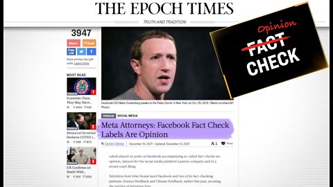 In Court, Facebook Fact-Checkers ADMIT They are NOT Facts But Only OPINION