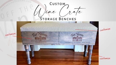 Custom Wine Crate Storage Benches at Off the Vine Designs