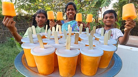 Kuchi Ice Recipe in Tamil | Orange Fruits Kuchi Ice | Summer Kuchi Ice | Village Fun Cooking