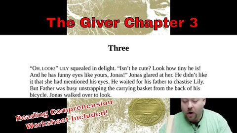 The Giver Chapter 3 Reading for Fluency with Comprehension Questions for Class Worksheet Included