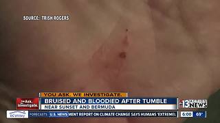 Woman takes nasty tumble after tripping on wires