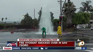 Fire hydrant knocked over in San Ysidro, leads to geyser