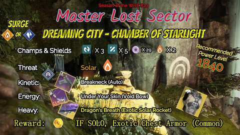 Destiny 2 Master Lost Sector: Dreaming City - Chamber of Starlight on my Solar Titan 3-30-24