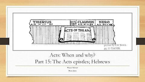 Acts - When and Why? - Part 15