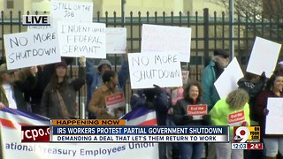 IRS workers protest partial government shutdown