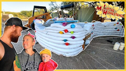 Earthbag Bottle Wave, Soaking Wood Trim, Tractor Moves Engines | Weekly Peek Ep254