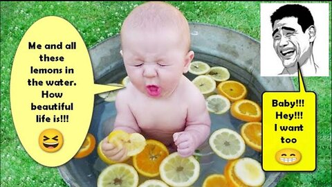 Funny reactions of babies when they eat lemons