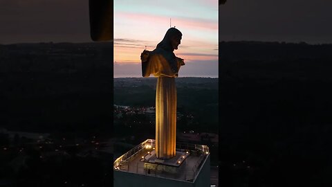 Drone Flight Around Statue Of JESUS CHRIST in Lisbon