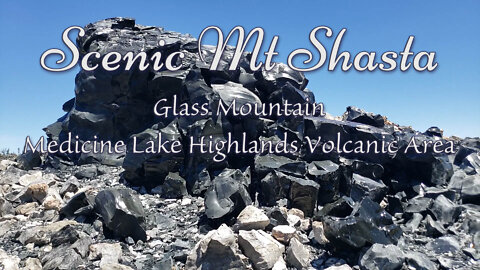 Obsidian rock formation on Glass Mountain - Medicine Lake Highlands Volcanic Area - Scenic Mt Shasta