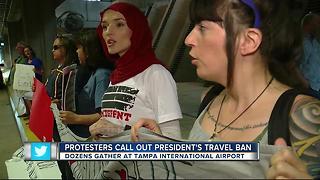 Protesters rally against Trump's travel ban at Tampa International airport