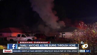 Family flees from fire that torches Lakeside home