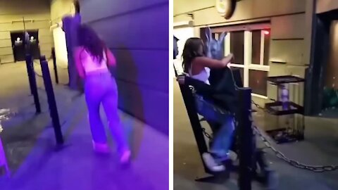 Girl fell with boyfriend after hugging tightly