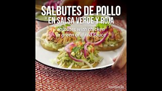 Chicken Salbutes in Green and Red Sauce