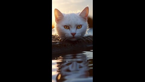 Do you also have a white cat that loves playing in the water?