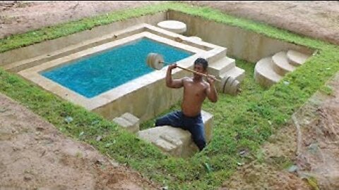 How To Build Gym room , Swimming pool And Fish Pond In Forest